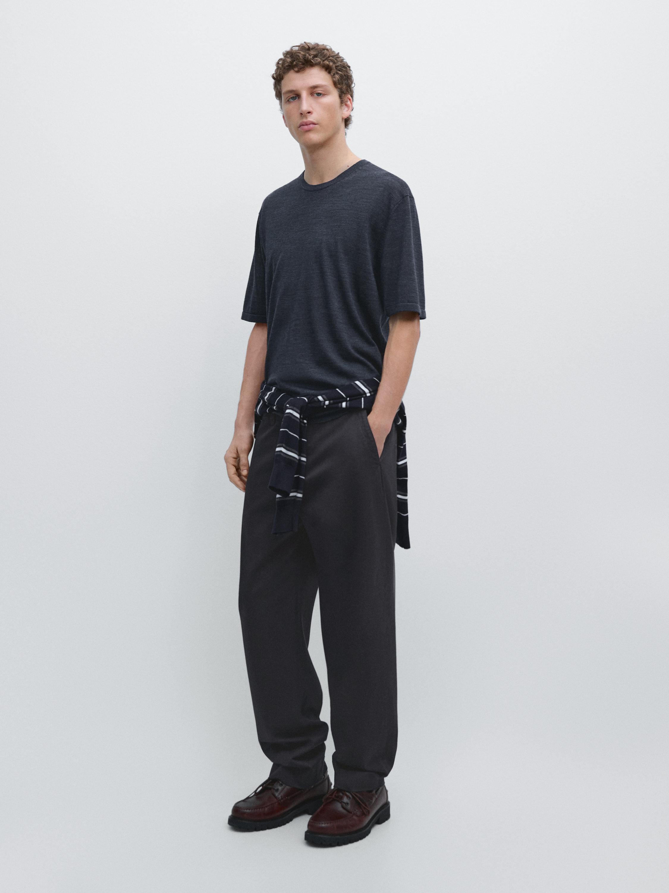 Wool blend knit T-shirt